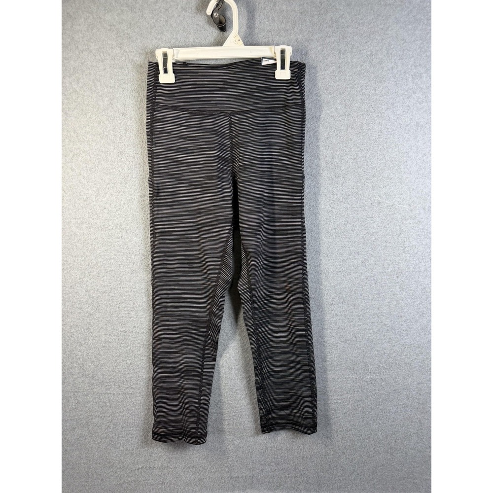 Tek Gear Capri Leggings Womens Small Black Striped High Rise Yoga Pants Gym
